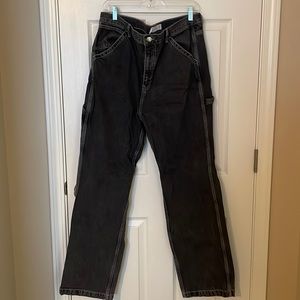 Off black baggy carpenter jeans